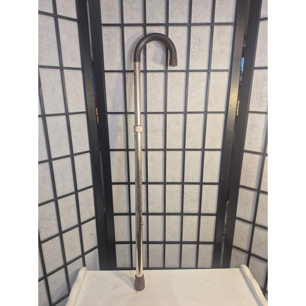 Adjustable 39"-38" Chrome Walking Cane Hook Handle Metal Mobility Aid Rose tone